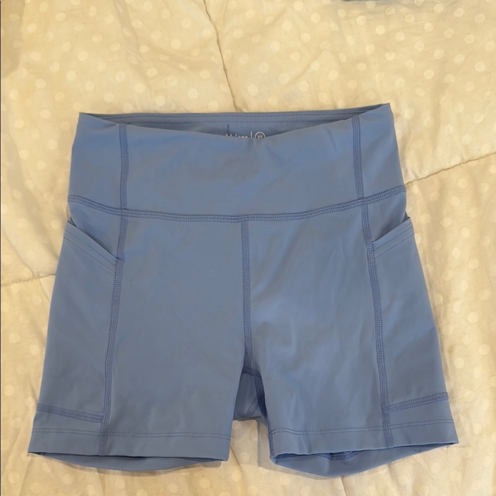 Outdoor Voices Blue Bike Shorts High-Waisted Performance